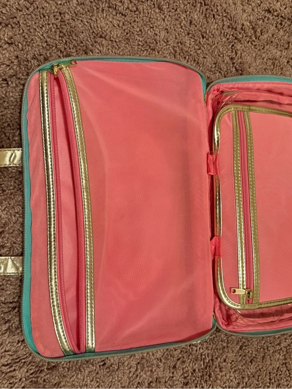 Paisley Make-Up Tote in Teal, Pink, Blue and Gold